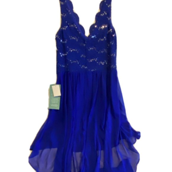 NWT Girls Juniors Prom Ball Gown Dress Sleeveless Electric Blue w/Sparkles Sz 11 - Picture 2 of 2